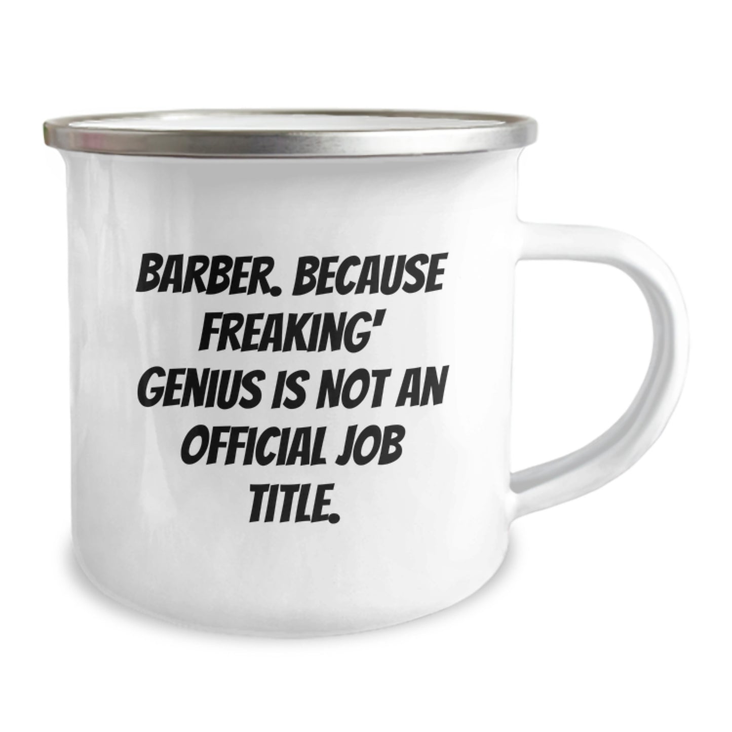 Funny Barber Gifts for Men from Friends and Family - Birthday Unique Ideas for Him, Camping Mug with 'Barber. Because Freaking' genius Is Not An Official Job Title.' Quote - Image 2