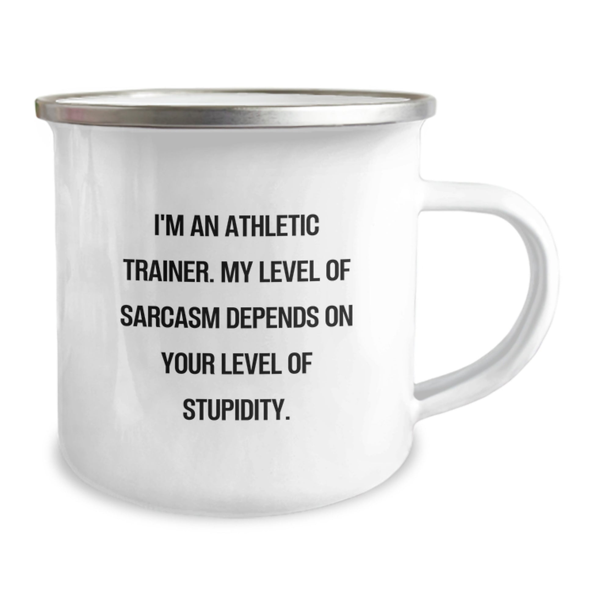 Funny Athletic Trainer Gifts for Men, Unique Christmas Unique Gifts from Friends to Family, I'm An Athletic Trainer, My Level Of Sarcasm Depends On Your Level Of Stupidity Camping Mug - Image 2