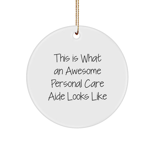 Funny Personal Care Aide Gifts, This Is What An Awesome Personal Care Aide Looks Like, Circle Ornament for Christmas from Friends, Family, Coworkers, or Personal Care Aide Enthusiasts - Image 1