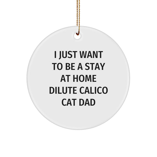 Dilute Calico Cat Dad's Delight, Funny Circle Ornament for Christmas Unique Gifts from Friends to Dilute Calico Cat Lovers - Image 1
