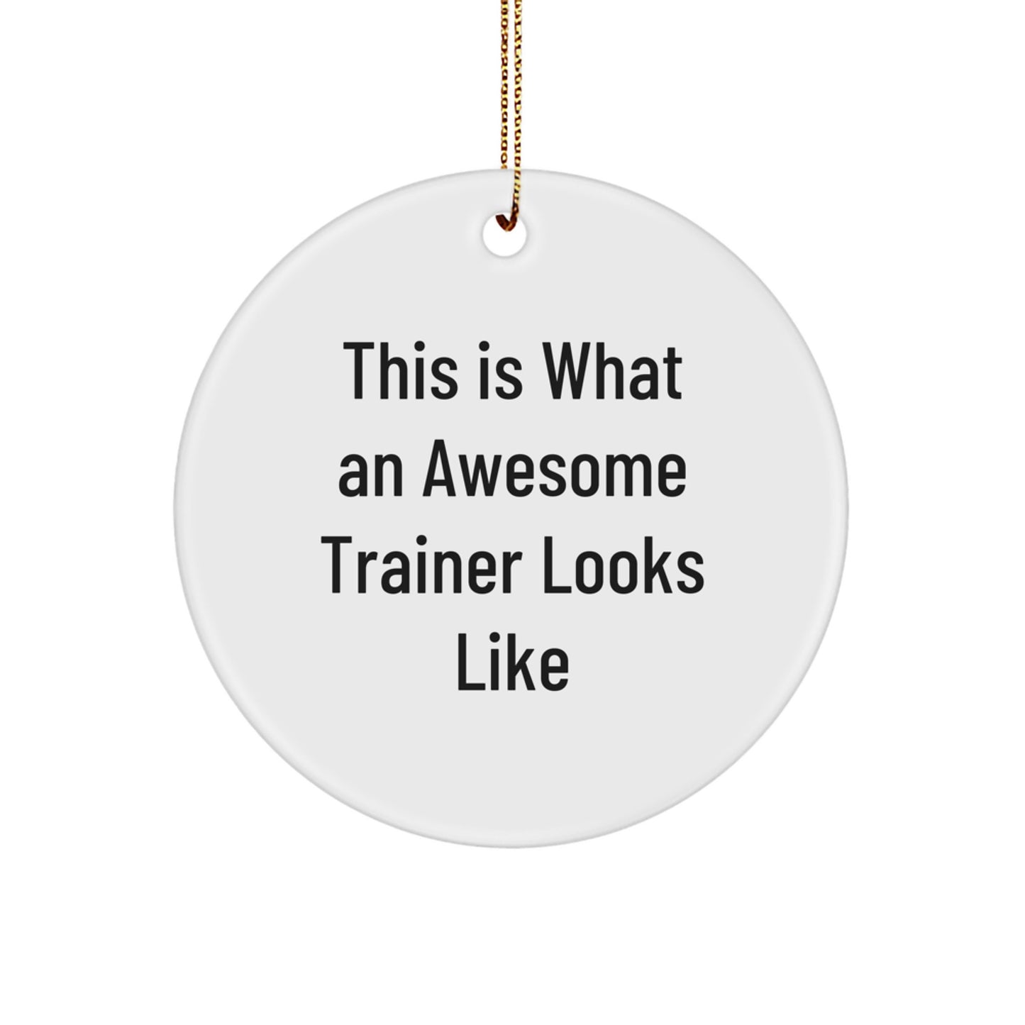 Funny Trainer Gifts from Men to Trainer Friends for Christmas Unique Circle Ornament, This Is What An Awesome Trainer Looks Like - Christmas Circle Ornament Gifts for Trainers - Image 1