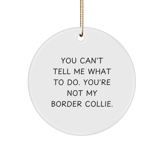 Funny Border Collie Dog Gifts for Men - You Can't Tell Me What To Do. You're Not My Border Collie. Circle Ornament - Image 1