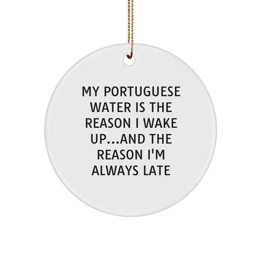 Funny Portuguese Water Dog Quotes Gifts from Friends to Portuguese Water Dog Lovers, Circle Ornament for Christmas Unique Gifts, Inspirational Motivational Decorations - Image 1