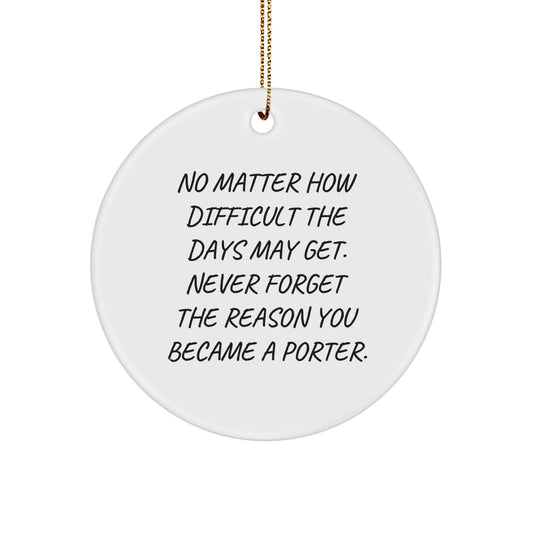 Funny Porter Gifts, Inspirational Christmas Decorations, Circle Ornament for Porter, Gifts from Friends, Never Forget the Reason You Became a Porter. - Image 1