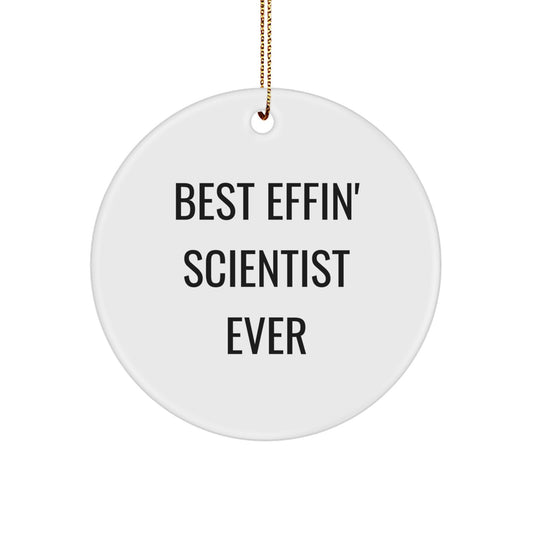 Funny Scientist Circle Ornament Gifts for Him, Best Effin' Scientist Ever, Christmas Unique Gifts from Friends, Coworkers, Family - Image 1
