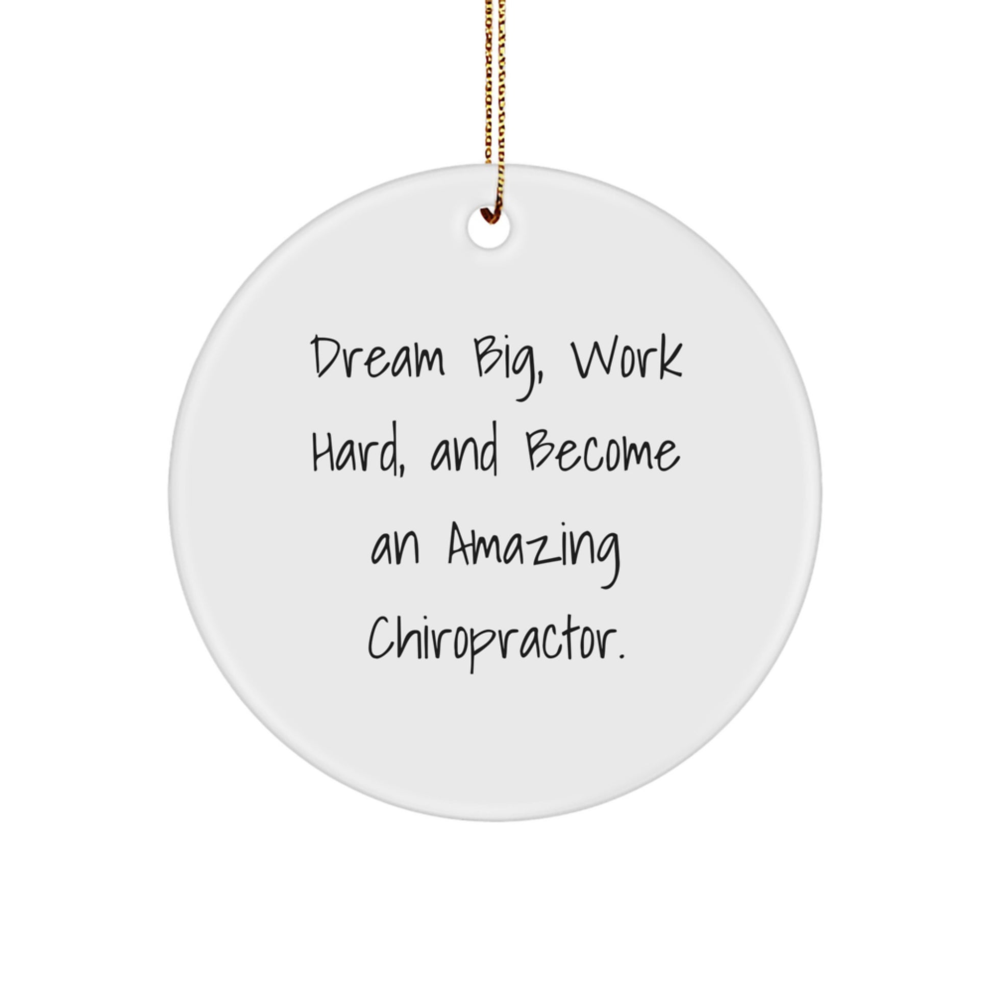 Inspirational Gifts from Friends for Chiropractor Christmas Unique Circle Ornament with Funny Quote - 'Dream Big, Work Hard, And Become An Amazing Chiropractor.' - Image 1