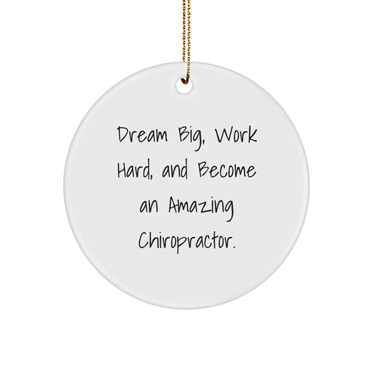 Inspirational Gifts from Friends for Chiropractor Christmas Unique Circle Ornament with Funny Quote - 'Dream Big, Work Hard, And Become An Amazing Chiropractor.' - Image 1