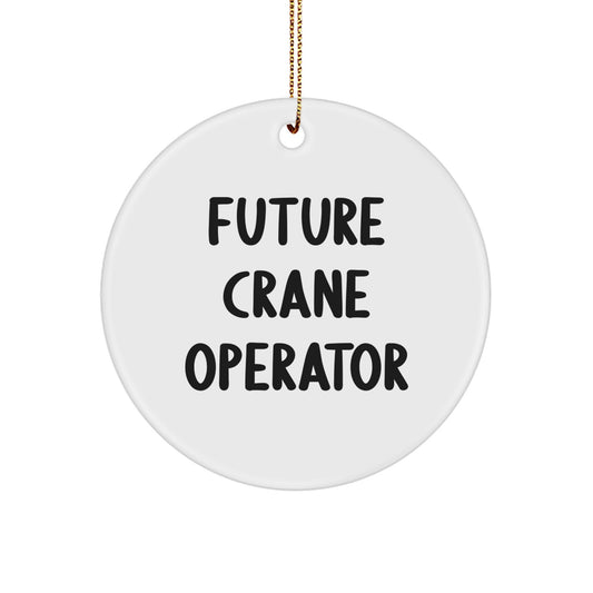 Funny Future Crane Operator Gifts from Men for Christmas Unique Ornament Circle Shaped - Image 1