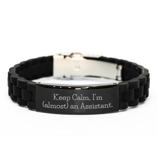 Funny Assistant Gifts from Men to Assistant, Keep Calm I'm (almost) An Assistant. Glide lock Clasp Birthday Unique Gifts for Assistant - Image 1