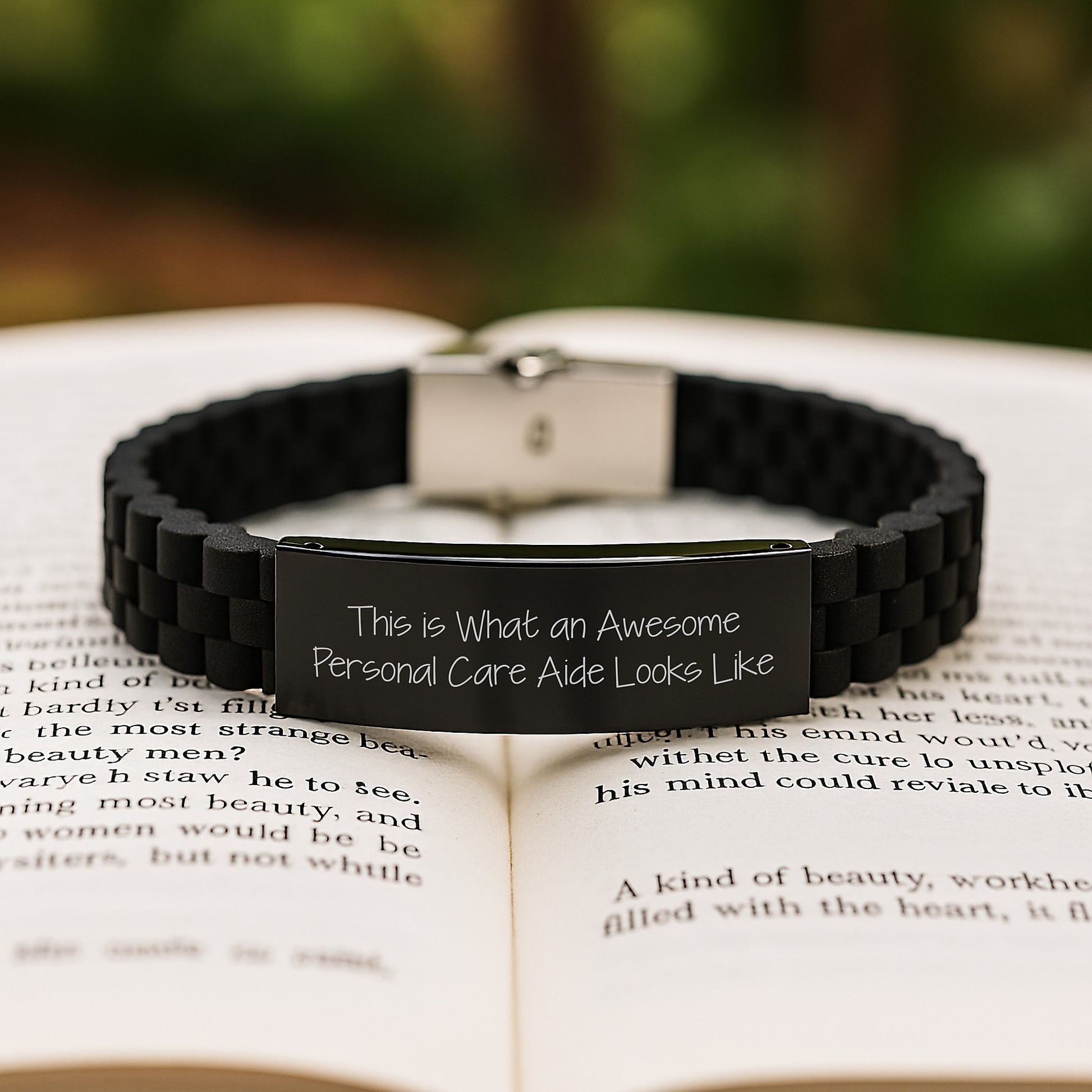 Gifts from Family for Personal Care Aide - This Is What An Awesome Looks Like, Glide lock Clasp Black Stainless Steel Silicone Adjustable Graduation - Image 2