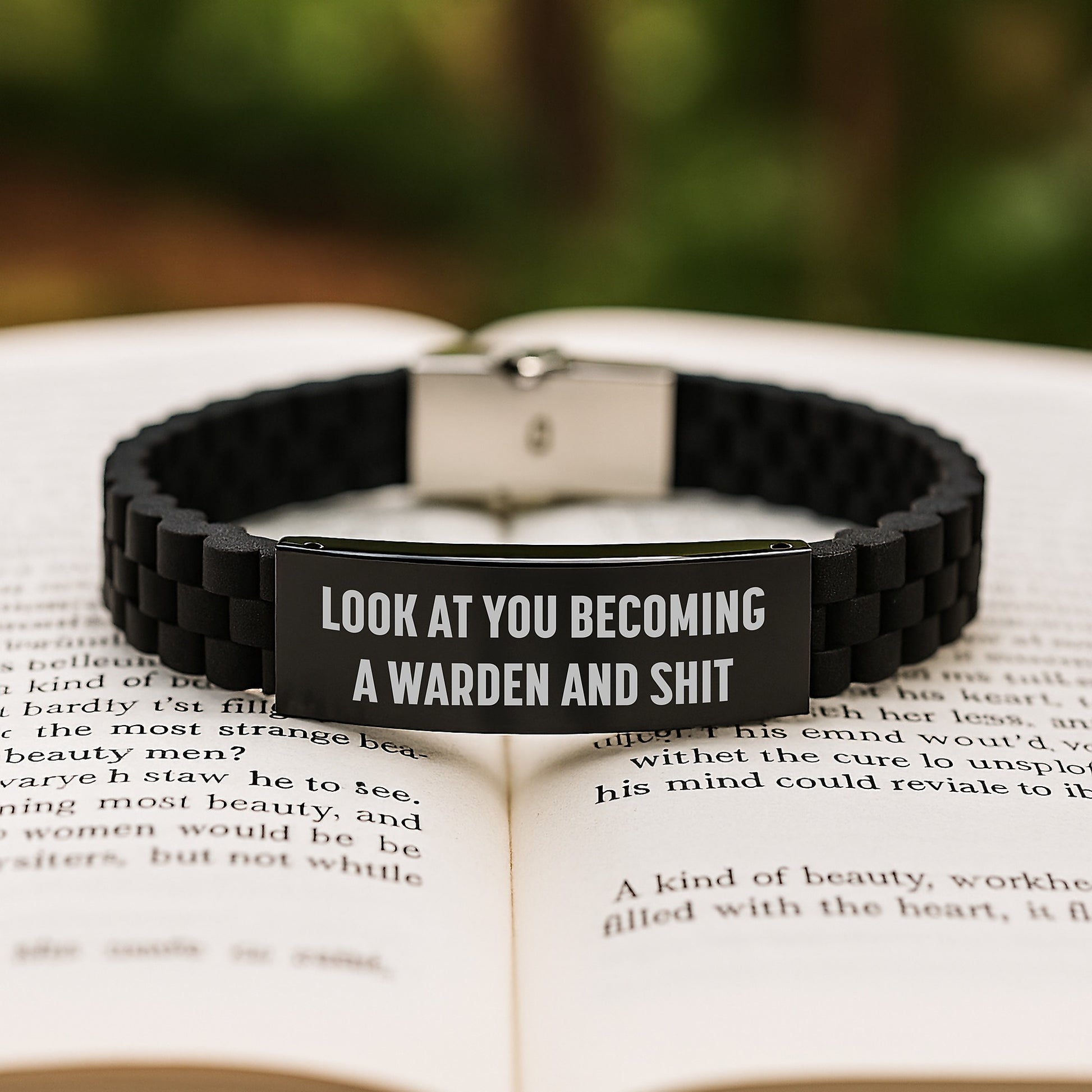 Funny Warden Christmas Unique Gifts from Friends to Warden, Glide lock Clasp Bracelet for Him, Warden Quote - Image 2