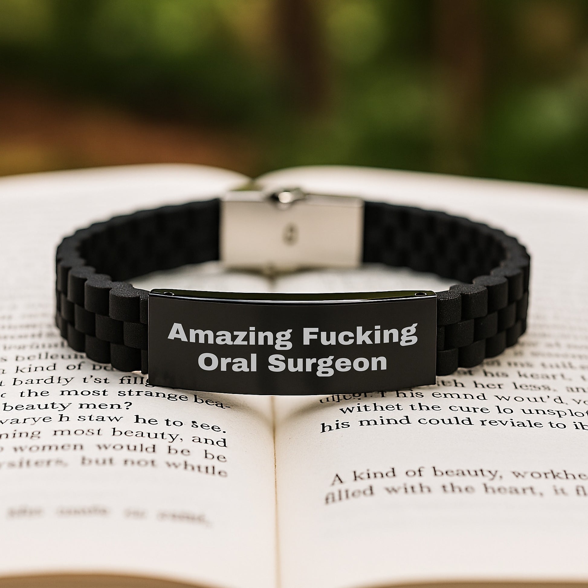 Funny Gift for Oral Surgeon, Valentine's Unique Gifts, Glide lock Clasp Bracelet for Him or Her, 'Amazing F--king Oral Surgeon' Quote by Gifts from Men to Friends, Gifts for Oral Surgeon - Image 2