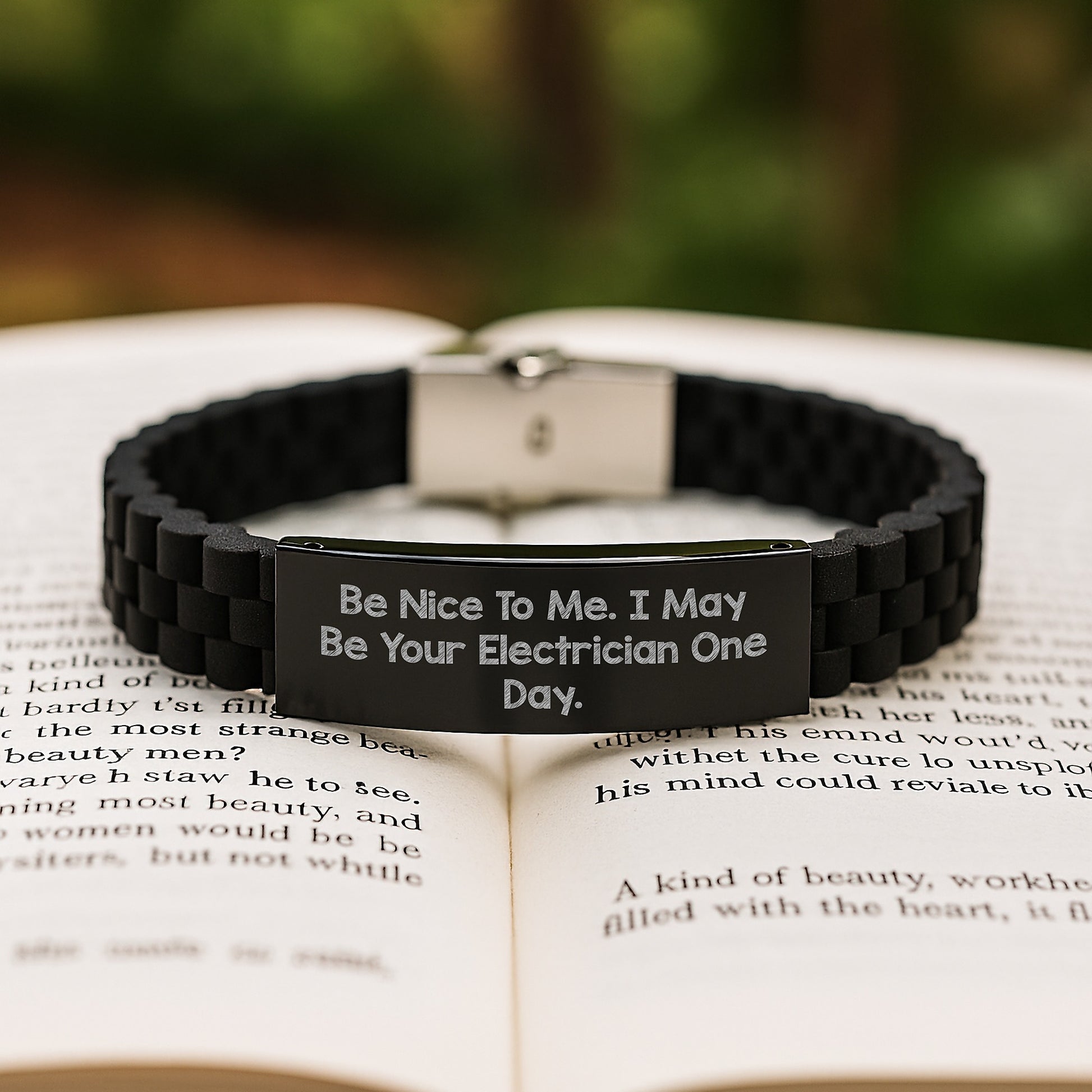 Funny Electrician Gifts from Friends to Electrician Graduate - Be Nice To Me. I May Be Your Electrician One Day. Glide lock Clasp Bracelet, Gifts for Electrician Men, Unique Graduation Gifts - Image 2