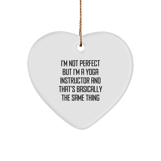 Funny Yoga Instructor Gifts for Him or Her, Heart Ornament with Inspirational Quote, Perfect Christmas Unique Gifts from Friends to Yoga Teachers - Image 1