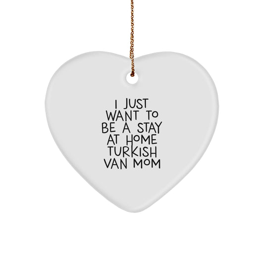 Funny Turkish Van Cat Mom Heart Ornament Gifts from Friends for Christmas, A Heartfelt Gift for Turkish Van Cat Lovers, Heart Shaped - Image 1