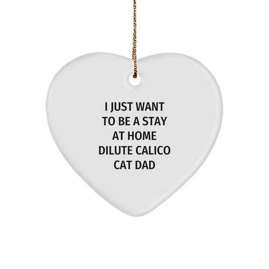 Dilute Calico Cat Dad Gifts from Family for Christmas Unique Heart Ornament - Image 1