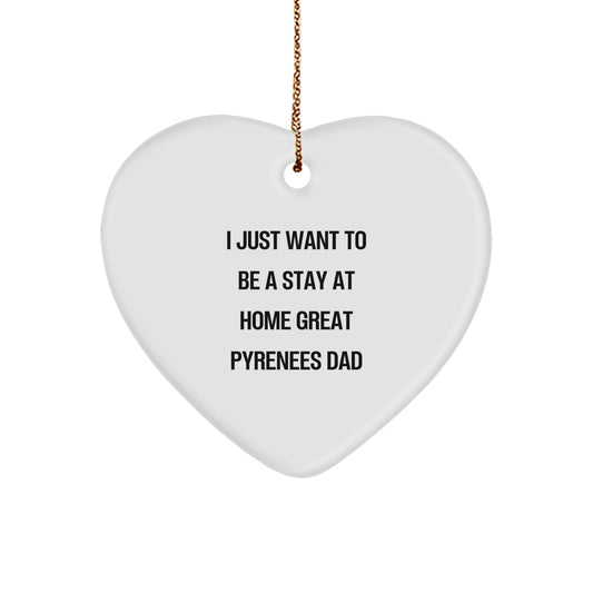 Funny Great Pyrenees Dog Gifts for Men - Great Pyrenees Dad Heart Ornament, Christmas Unique Gifts from Dad to Great Pyrenees Dog Lover - Image 1