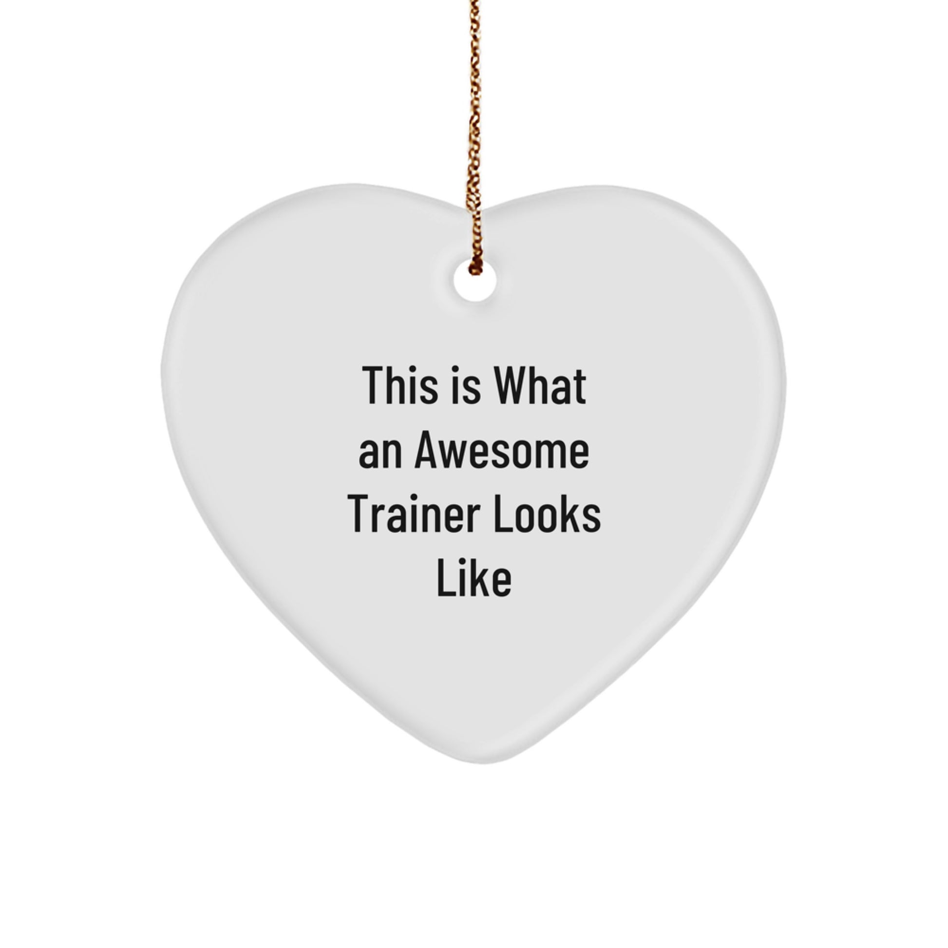 Funny Inspirational Trainer Gifts from Friends, Heart Ornament Quote This Is What An Awesome Trainer Looks Like, Perfect Christmas Unique Gifts for Him - Image 1
