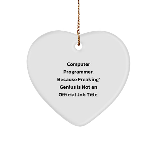 Funny Computer Programmer Gifts from Friends, Heart Ornament with Inspirational Quote, Cute Christmas Unique Gifts for Computer Programmer - Image 1