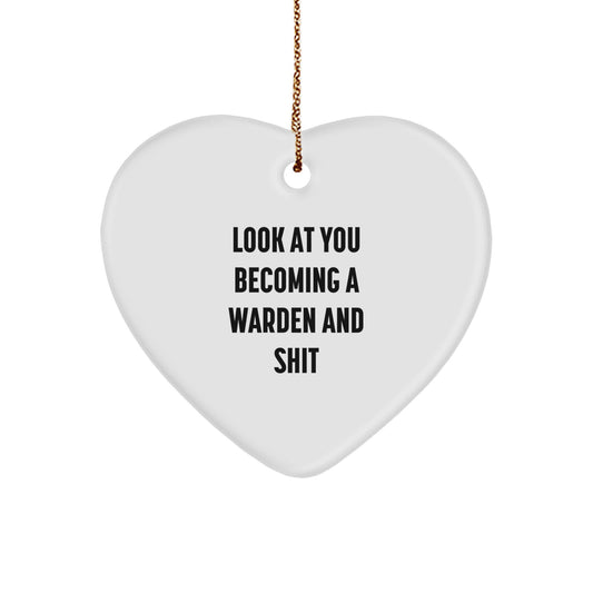 Funny Warden Heart Ornament Gifts for Men, Women, Friends, and Family - Unique Christmas Memorable Presents from Loved Ones - Image 1