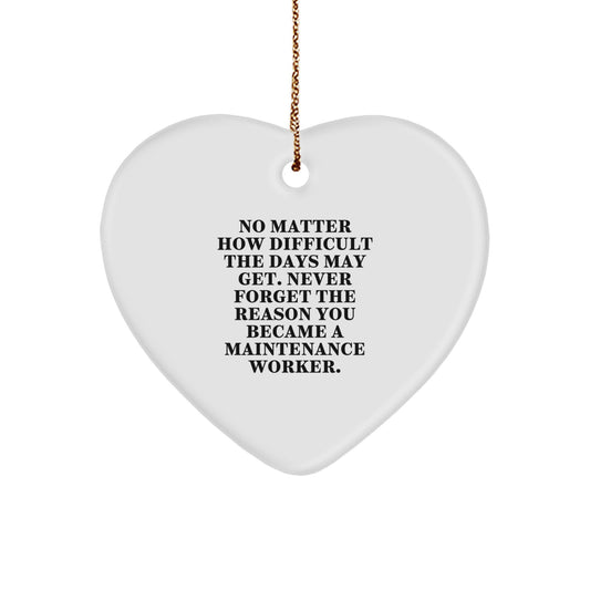 Maintenance Worker Heart Ornament Gifts from Men to Coworkers - Funny Inspirational Quote Heart Shaped MDF Decor for Christmas - Image 1