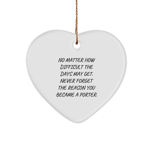 Funny Porter Gifts from Men for Porter Heart Ornament at Christmas Unique Gifts - Image 1