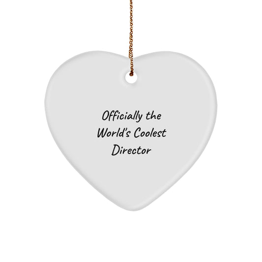 Funny Director Gifts, 'Officially The World's Coolest Director' Heart Ornament for Christmas, Gifts from Family to Director - Image 1