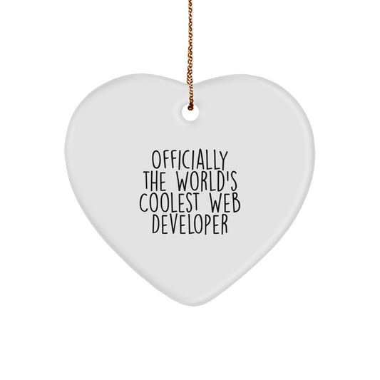 Funny Web Developer Christmas Unique Gifts from Men for Web Developer Friends - Heart Ornament, Officially The World's Coolest Web Developer, Unique - Image 1