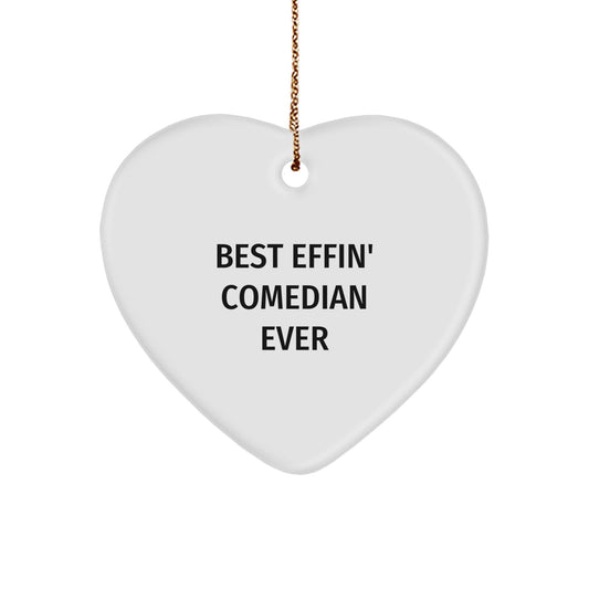 Funny Comedian Gifts from Friends for Best Effin' Comedian Ever Heart Ornament, Comedian Lover Gifts for Christmas Unique Presents - Image 1