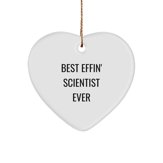 Gifts from Friends to the Best Effin' Scientist Ever, Heart Ornament for Scientists, Funny Christmas Unique Gifts - Image 1