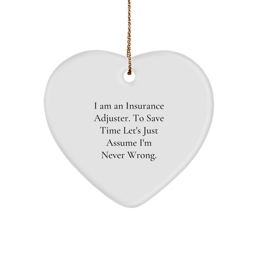 Insurance Adjuster Gifts from Friends to Insurance Adjuster, Funny Heart Ornament for Christmas - Image 1