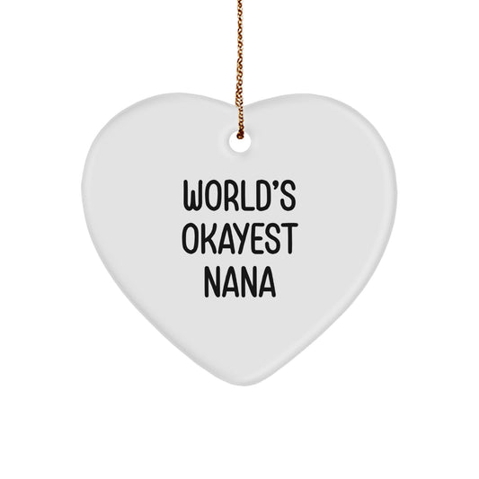 Funny Heart Ornament for World's Okayest Nana Gifts from Family - Christmas Unique Gifts for Grandma - Image 1