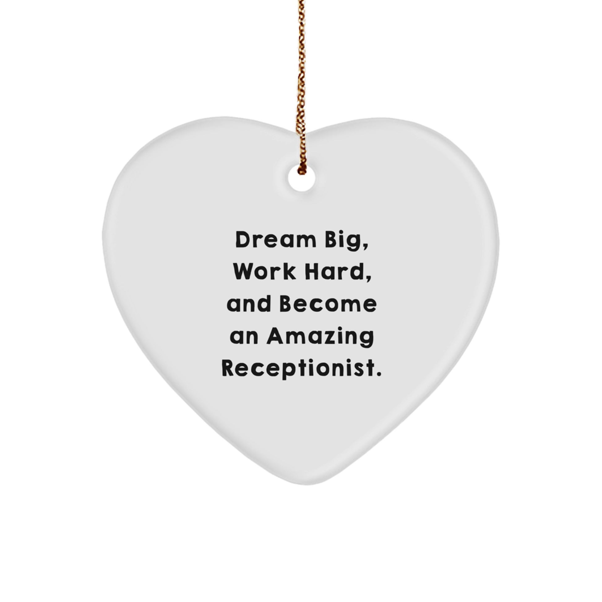 Funny Inspirational Receptionist Gifts from Friends, Unique Heart Ornament for Receptionist, Become Amazing Receptionist, Christmas Unique Gifts - Image 1