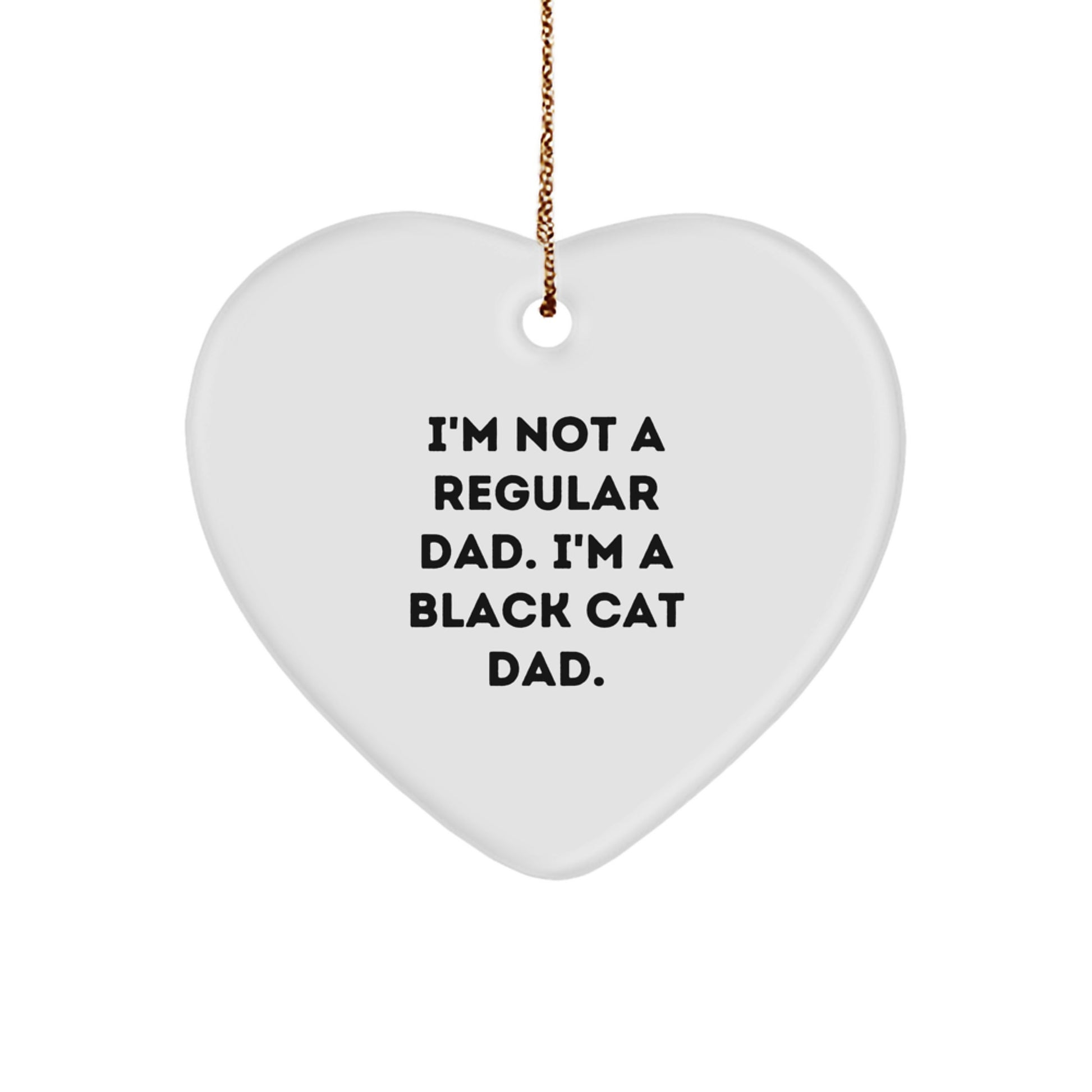 Funny Black Cat Dad Heart Ornament Gifts from Men to Friends, Unique Christmas Memorable Presents for Black Cat Lovers - Image 1