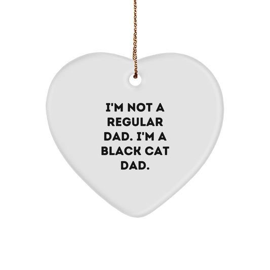 Funny Black Cat Dad Heart Ornament Gifts from Men to Friends, Unique Christmas Memorable Presents for Black Cat Lovers - Image 1