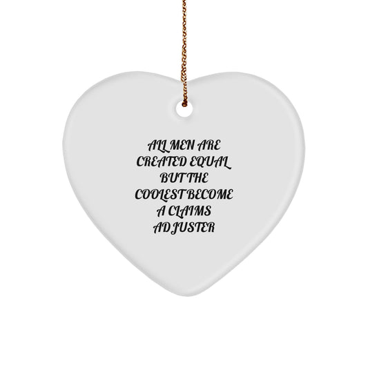 Funny Claims Adjuster Heart Ornament Gifts from Men to Gift for Claims Adjuster on Christmas - Unique Heart Shaped - Image 1