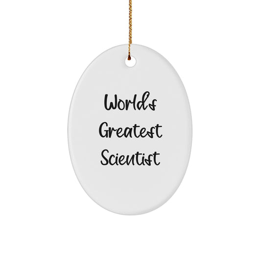 Funny World's Greatest Scientist Oval Ornament Gifts from Friends for the Holidays - Unique Scientist Christmas Decoration - Image 1