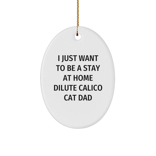 Dilute Calico Cat Dad Gifts from Friends, Christmas Unique Oval Ornaments with Funny Quote, Gifts for Dilute Calico Cat Lovers, Men, Women, Family, and Coworkers - Image 1