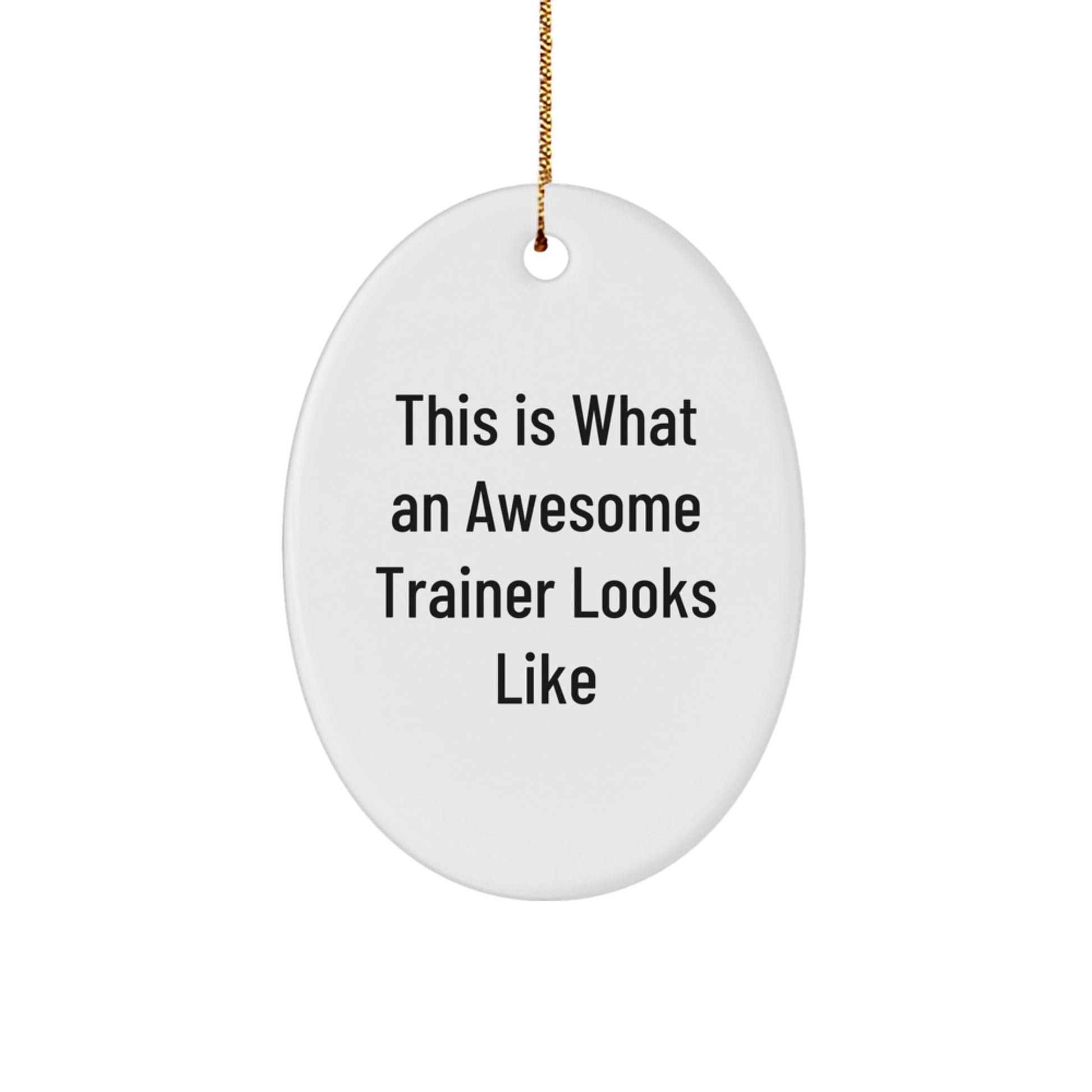 Funny Trainer Gifts from Friends for Christmas, Oval Ornament Quote Trainer, This Is What An Awesome Trainer Looks Like, Oval Trainer Shape - Image 1