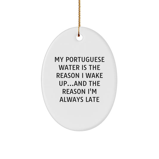 Portuguese Water Dog Gifts from Men, Funny Quote Oval Ornaments for Portuguese Water Dog Women, Christmas Unique Gifts for Family and Friends - Image 1