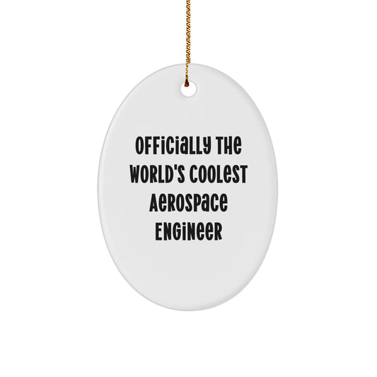 Funny Aerospace Engineer Gifts for Men - Oval Ornament with 'Officially The World's Coolest' Quote, Christmas Unique Gifts from Friends to Family - Image 1