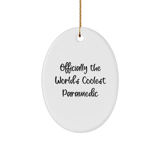 Funny Rescue Worker Gifts for Men - Officially The World's Coolest Rescue Worker Oval Ornament, Rescue Worker Christmas Unique Gifts from Friends - Image 1