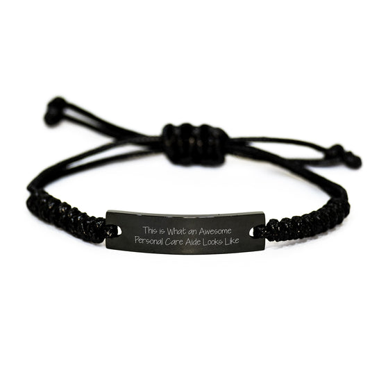 Personal Care Aide Gifts from Friends for Graduation Unique Rope Braceltes with Inspirational Quote This Is What An Awesome Personal Care Aide Looks Like - Image 1