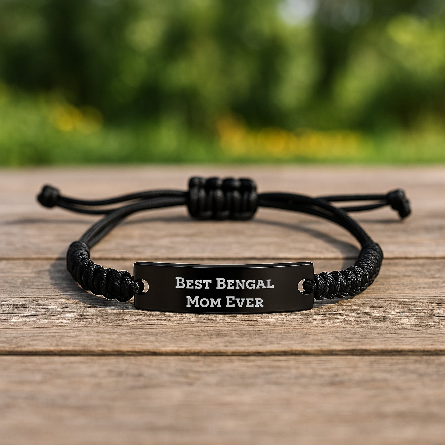 Bengal Cat Gifts for Mom, Funny Quotes, Black Rope Bracelet, Adjustable Valentine's Unique Jewelry - Image 2
