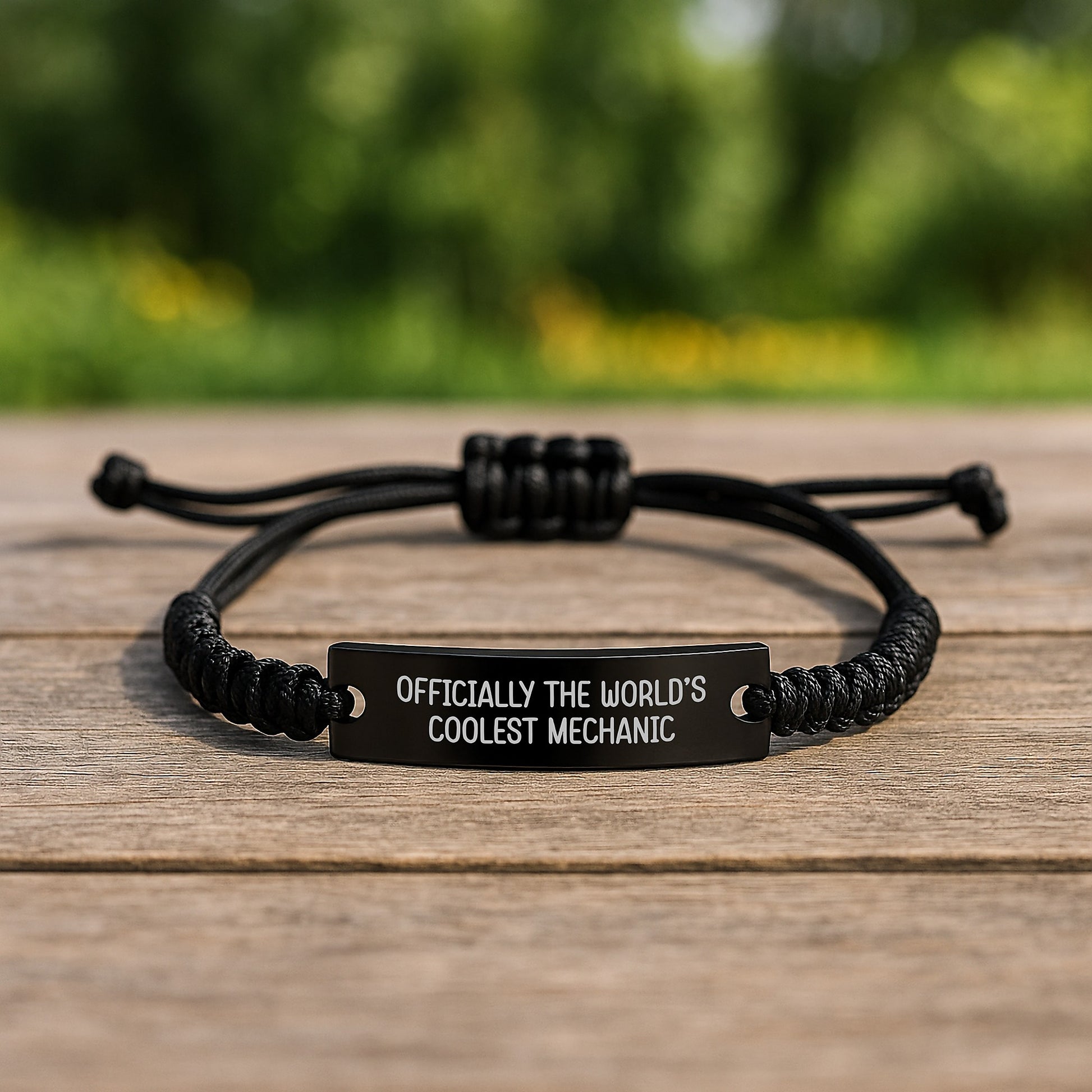 Mechanic Gifts, Funny Quote, Black Rope Adjustable Bracelet for Men, Women, Friends, Coworkers, Family - 'Officially The World's Coolest Mechanic' Graduation Unique Gifts from Friends, Family - Image 2