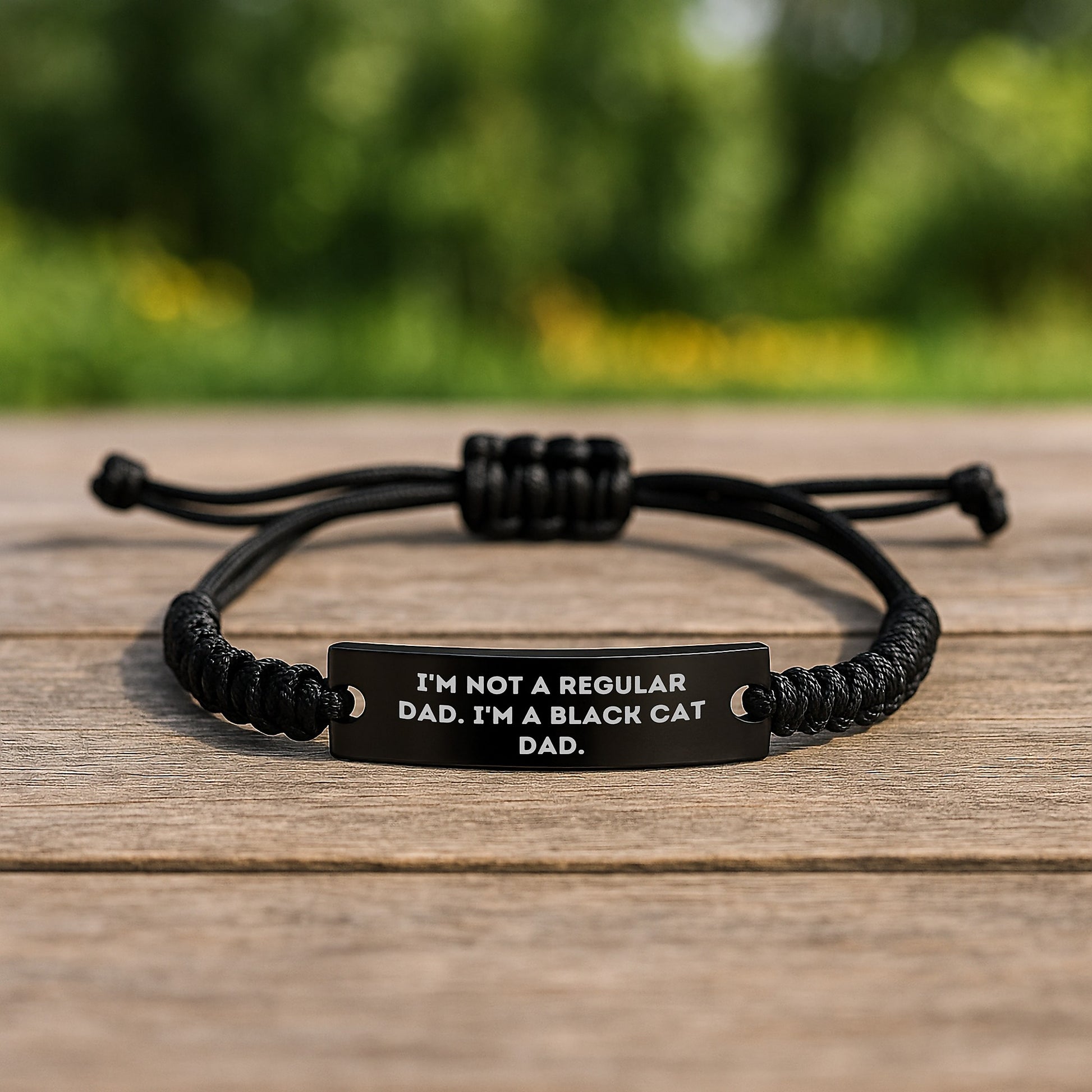 Funny Black Cat Dad Rope Bracelet Gifts for Men from Friends or Family, I'm Not A Regular Dad, Adjustable Graduation Unique Gifts - Image 2