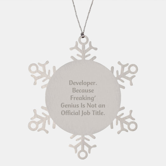 Developer Snowflake Ornament, Funny Gift for Programmers, Unique Christmas Unique Gifts from Friends to Coworkers - Image 1