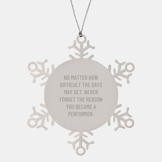 Funny Inspirational Gifts from Friends for Performers Christmas Unique Snowflake Ornament, No Matter How Difficult The Days May Get, Never Forget You Became a Performer - Image 1