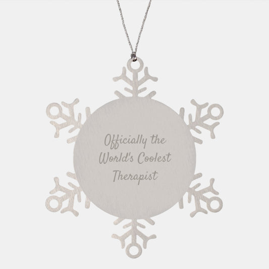 Funny Therapist Gifts from Men to World's Coolest Therapist Snowflake Ornament, Officially the Coolest, Unique Christmas Unique Gifts for Therapist - Image 1