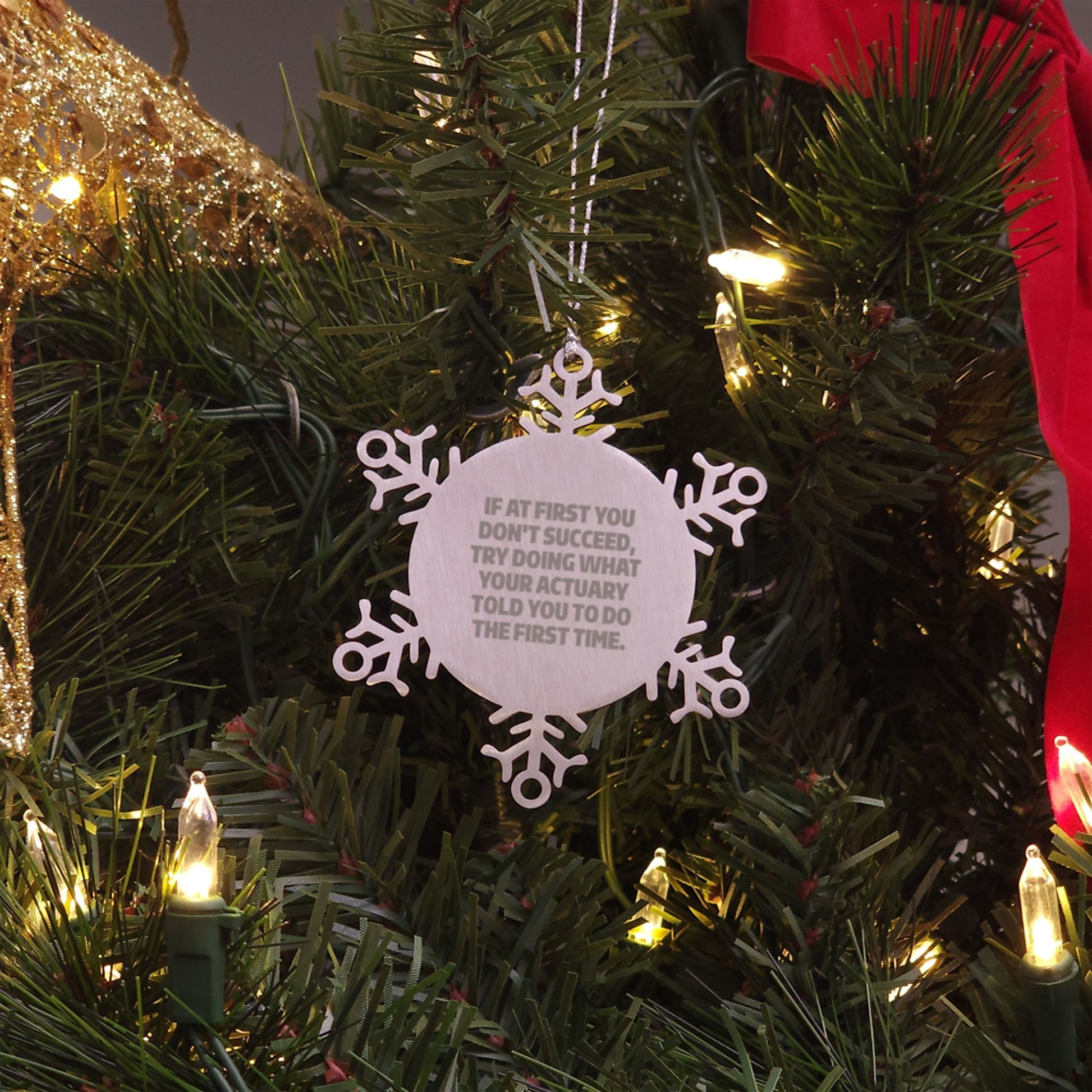 Actuary Snowflake Ornament Funny Quote Gifts for Actuaries from Friends at Christmas - Image 3